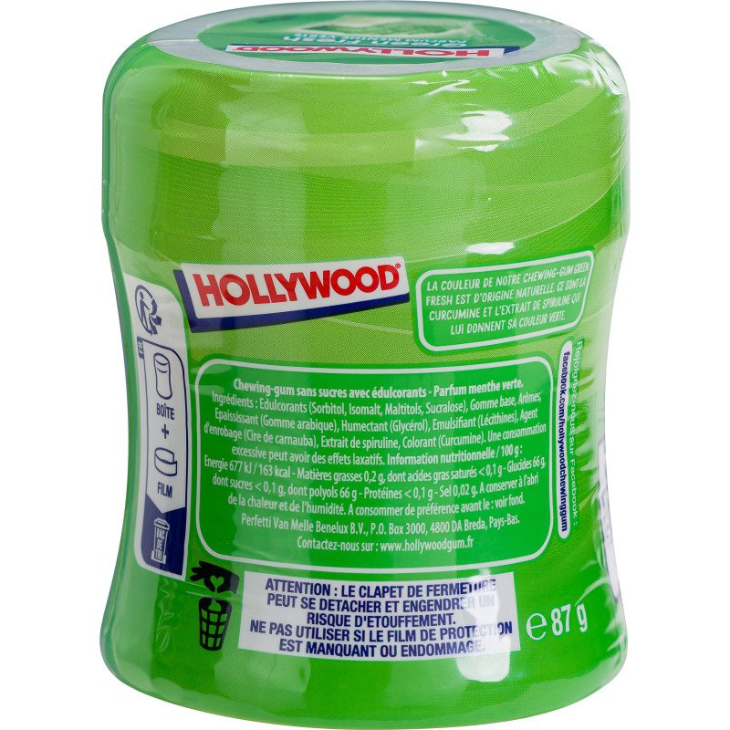 Chewing gum GreenFresh sans sucre Hollywood - Boîte de 62 dragées