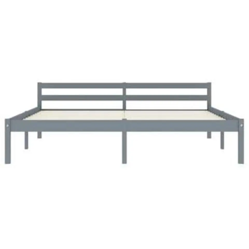 vidaXL - Bed frame met hoofdeinde - Grijs - Massief grenenhout - 160x200 cm