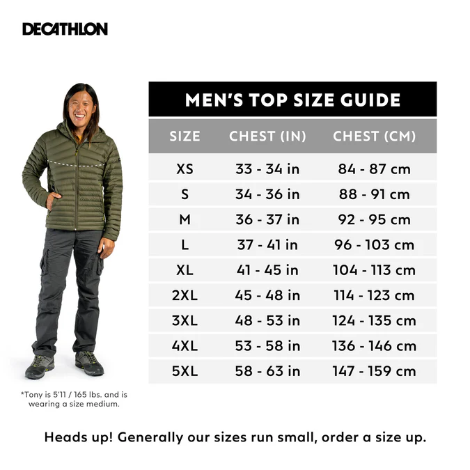 Decathlon Forclaz - Jaqueta puffer com capuz Forclaz MT100 para homem