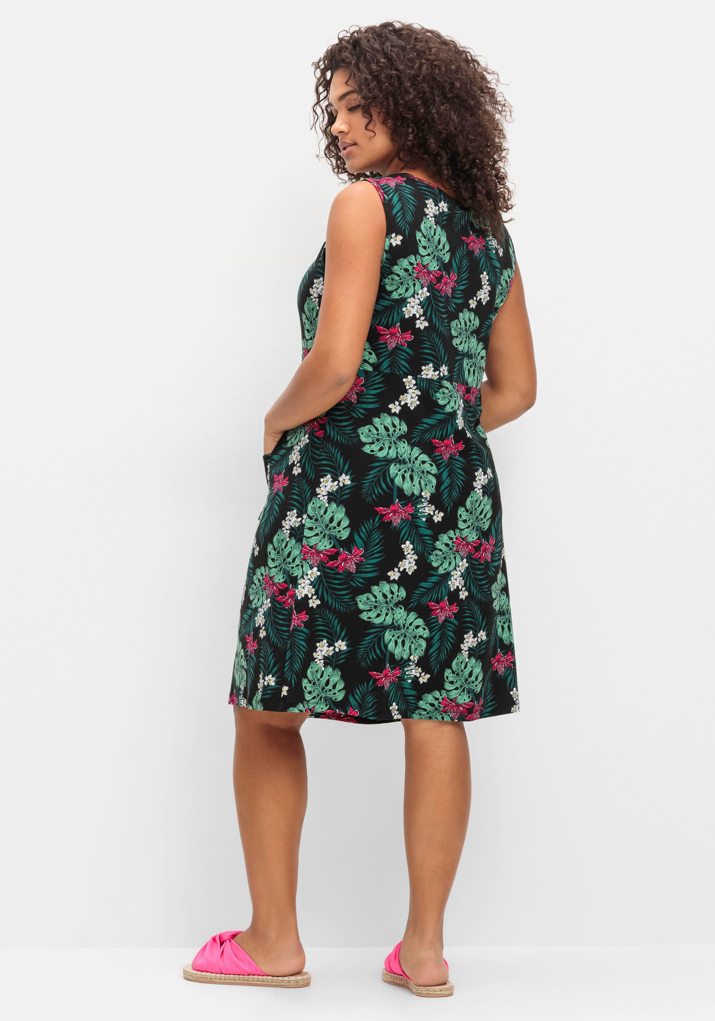 Ärmelloses Jerseykleid mit Fronttaschen