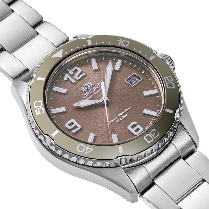 Orient - Mako 40 Sporthorloge - Zilvergrijs - Staal - Bruine Wijzerplaat