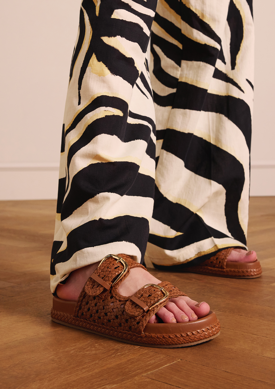 Cognac leren slippers