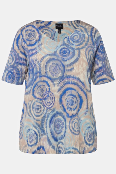Slinkyshirt, Batikdruck, V-Ausschnitt, Halbarm