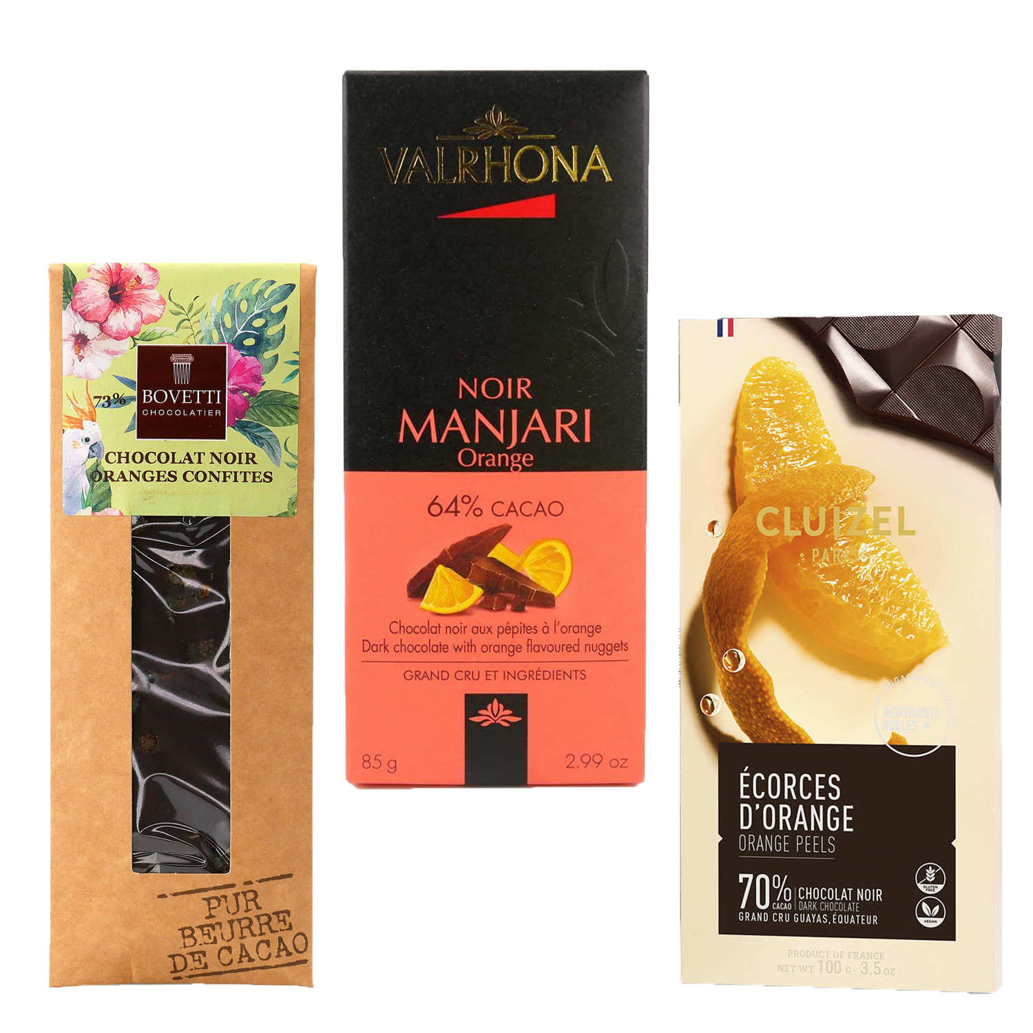 Assortiment de tablettes de chocolat à l'orange