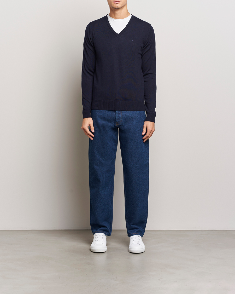 J.Lindeberg Lymann True Merino V-Neck Pullover Navy