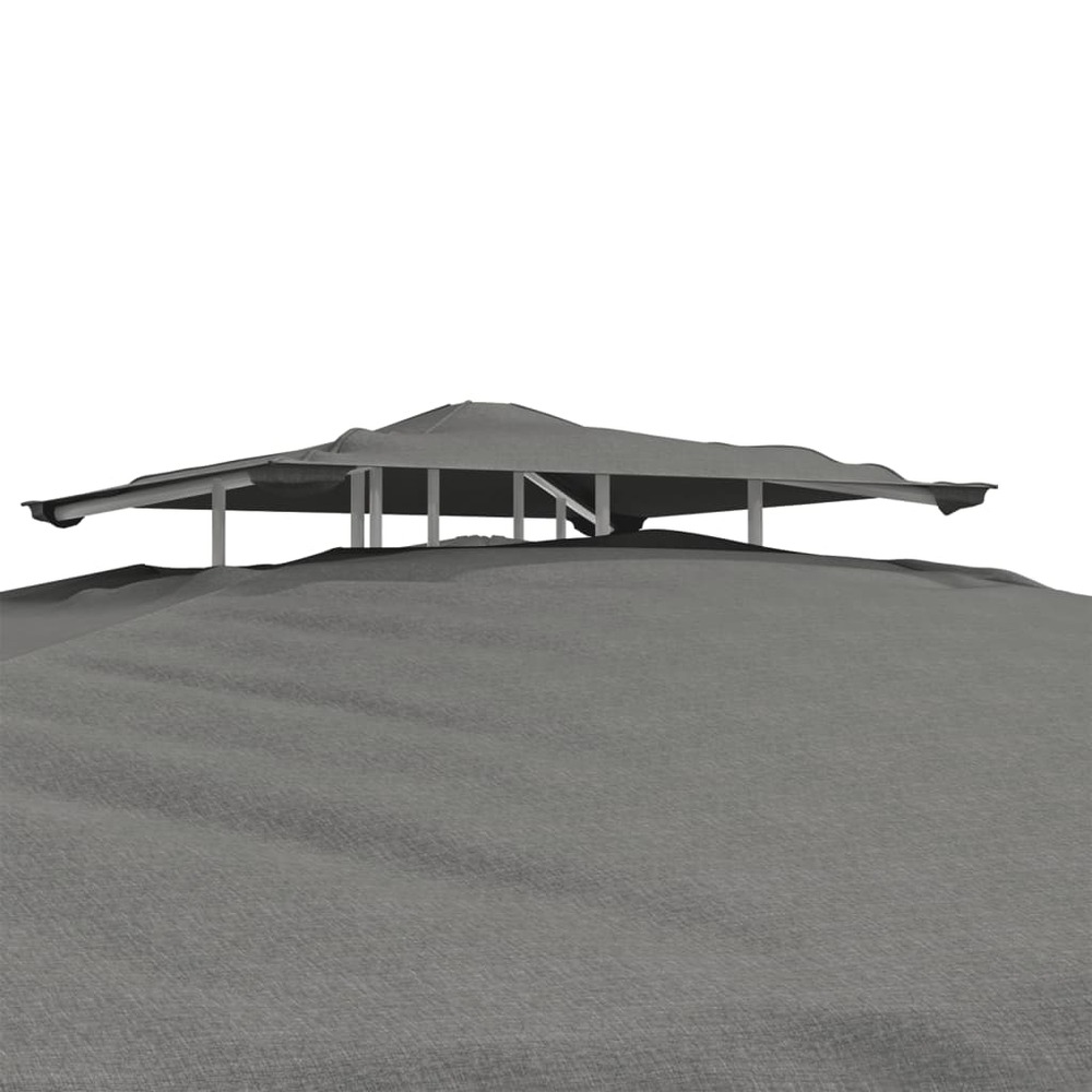 Belvédère à double toit anthracite 3x3x2,68 m tissu