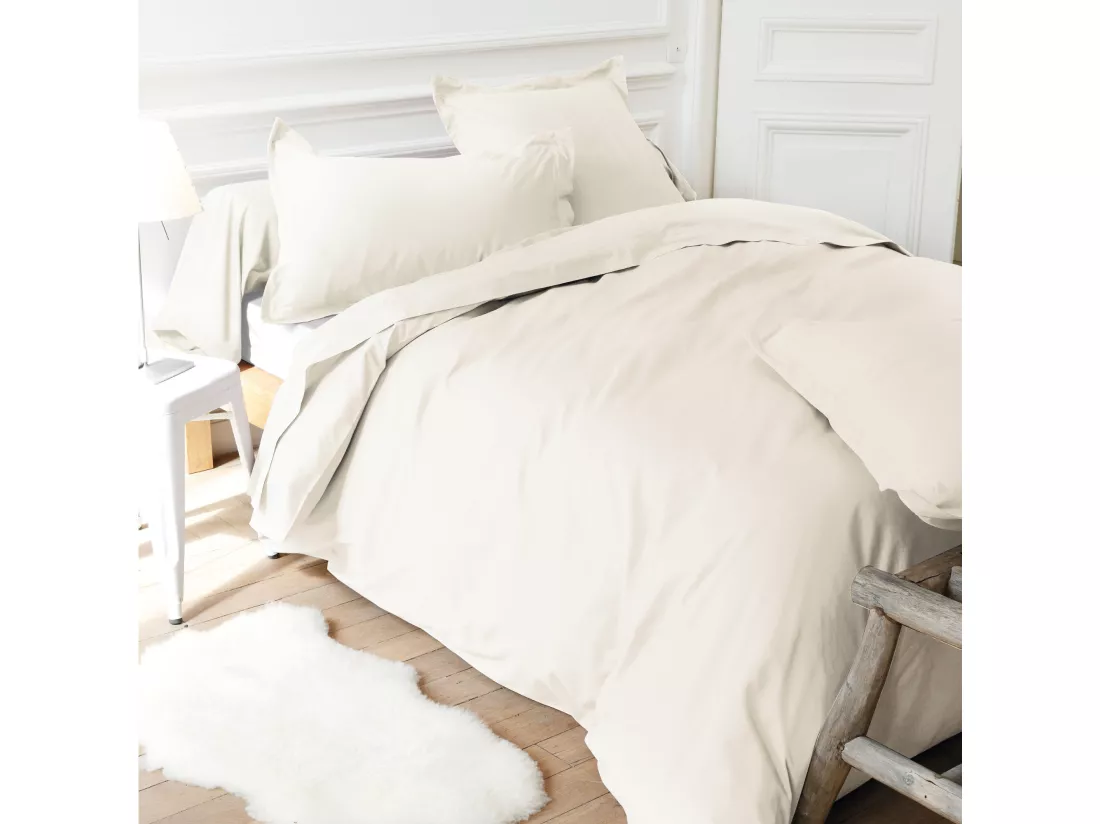 Drap housse relaxation uni 2x90x200 cm coton ALTO Crème TPR Tête et pied relevable