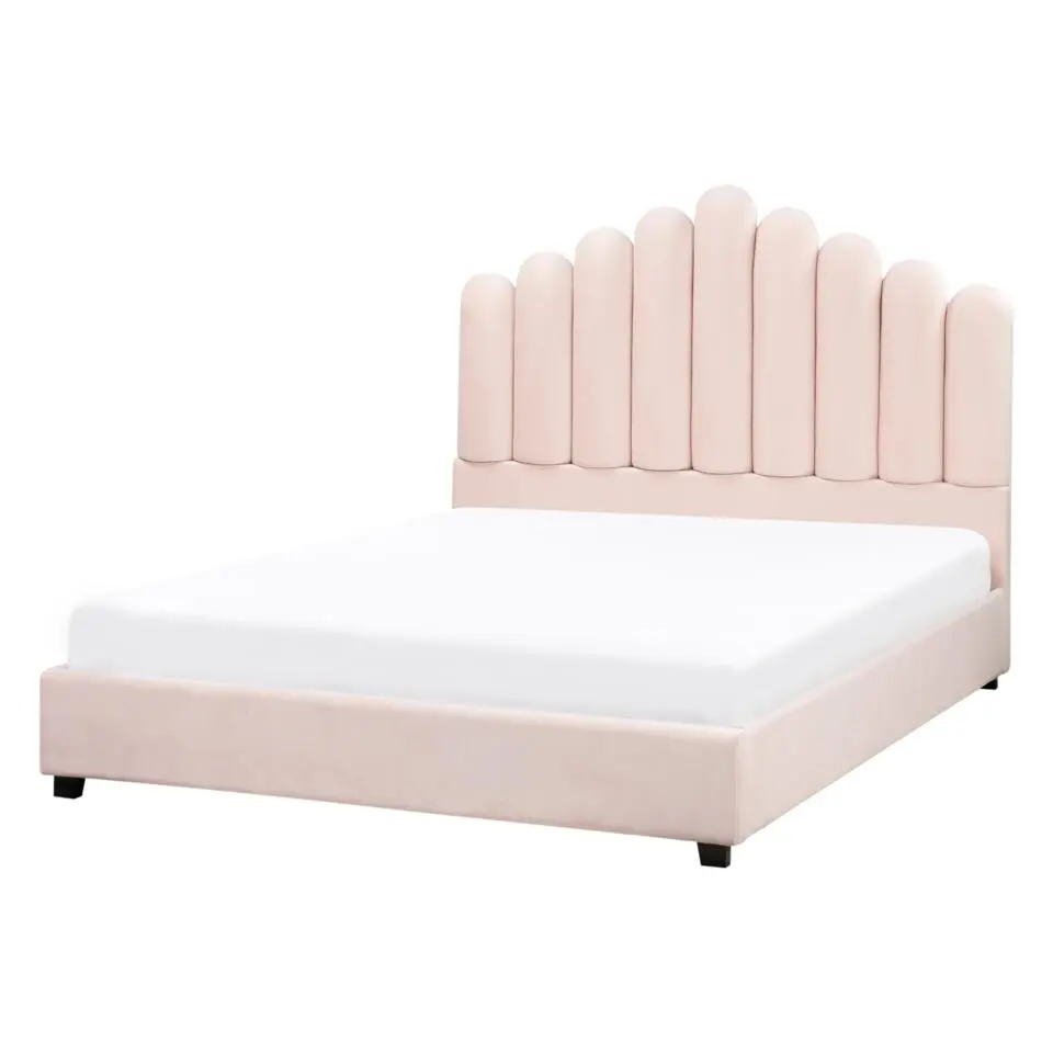 VINCENNES - Bed - Pastelroze - 140 x 200 cm - Fluweel