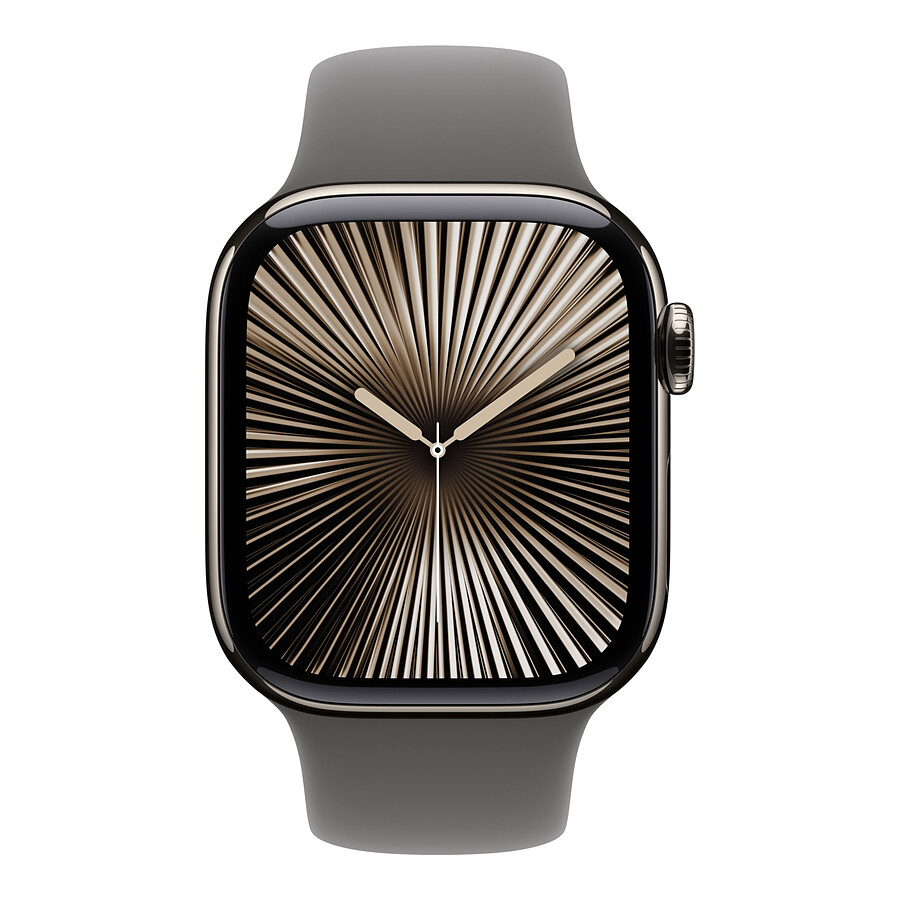 Apple Watch Series 10 GPS + Cellular - Titane Naturel - Bracelet Sport Gris Minéral - 42 mm - Taille S/M