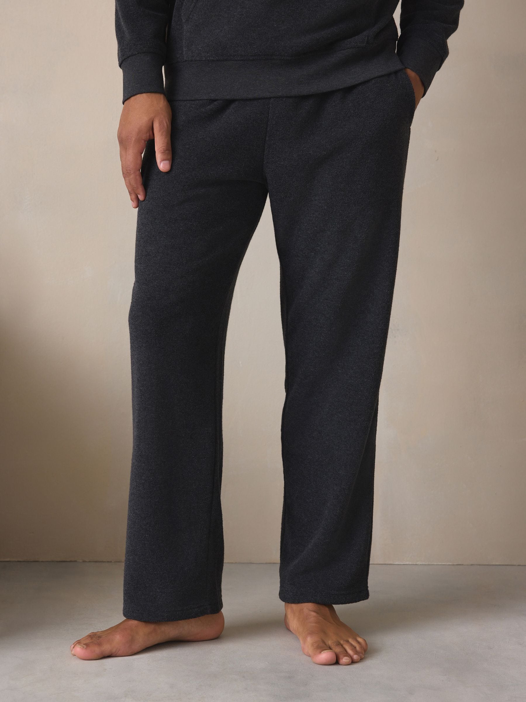 Antraciet - Hooded Towelling Pyjamas Set