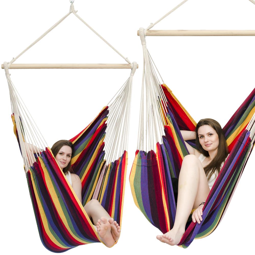 XXL Hängesessel 185x130cm Hängestuhl 2 Personen Hängesitz bis 150kg Baumwolle Hängematte 360° Swifel
