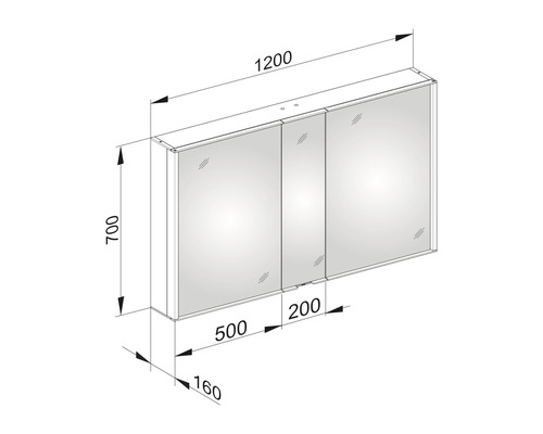 KEUCO Royal Match spiegelkast 120 x 16 x 70 cm aluminiumkleurig 2-deurs LED IP 20