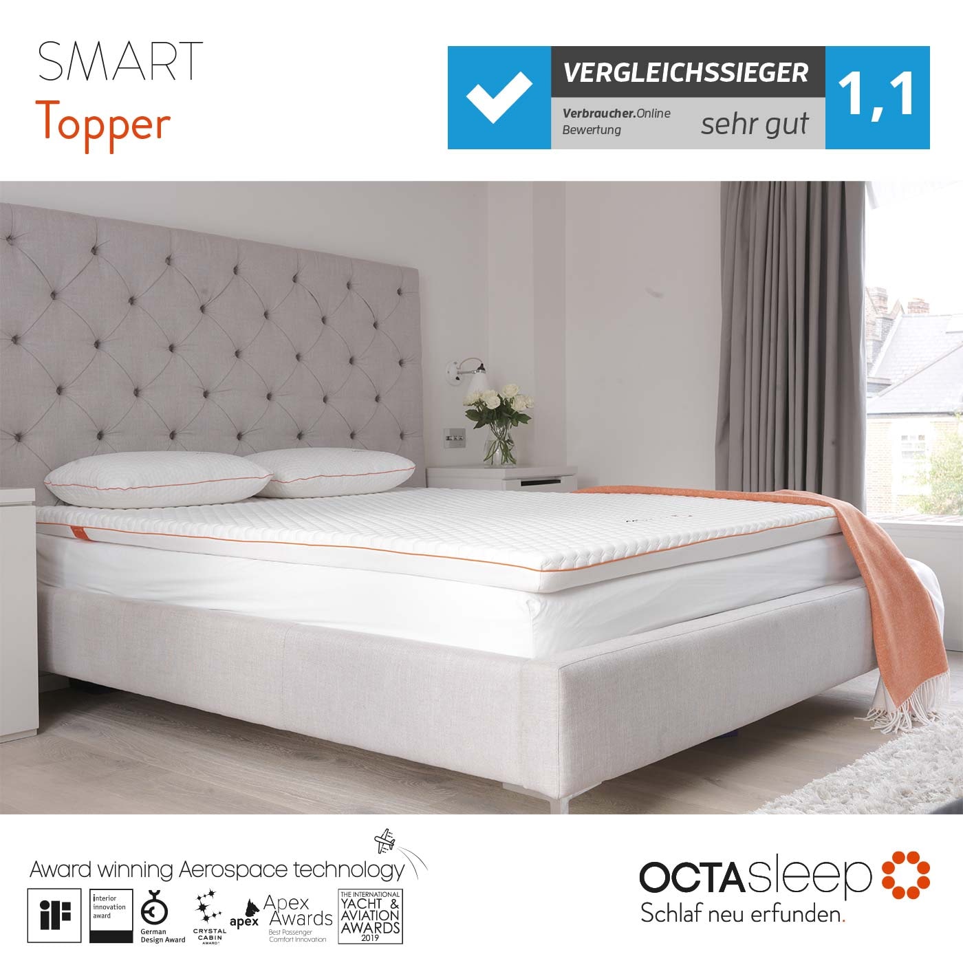 OCTAsleep Topper »Octasleep Smart« OCTAspring® Aerospace Technologie