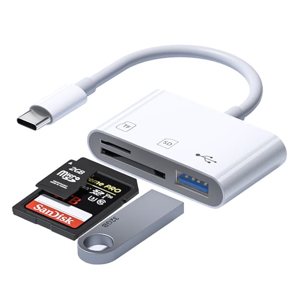 INF Multifunksjonell kortleser, USB-C til SD/TF/USB  0