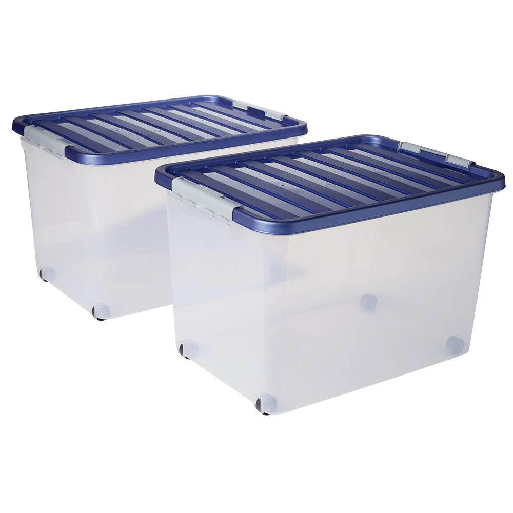 Box de rangement avec fermeture clips 45L x2 - 52x36,5xH34cm