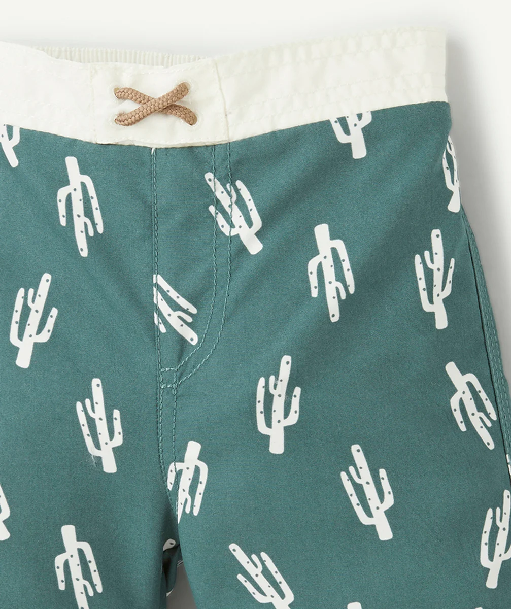 LASSIGSHORT DE BAIN ANTI-UV BÉBÉ GARÇON VERT AVEC IMPRIMÉ CACTUS