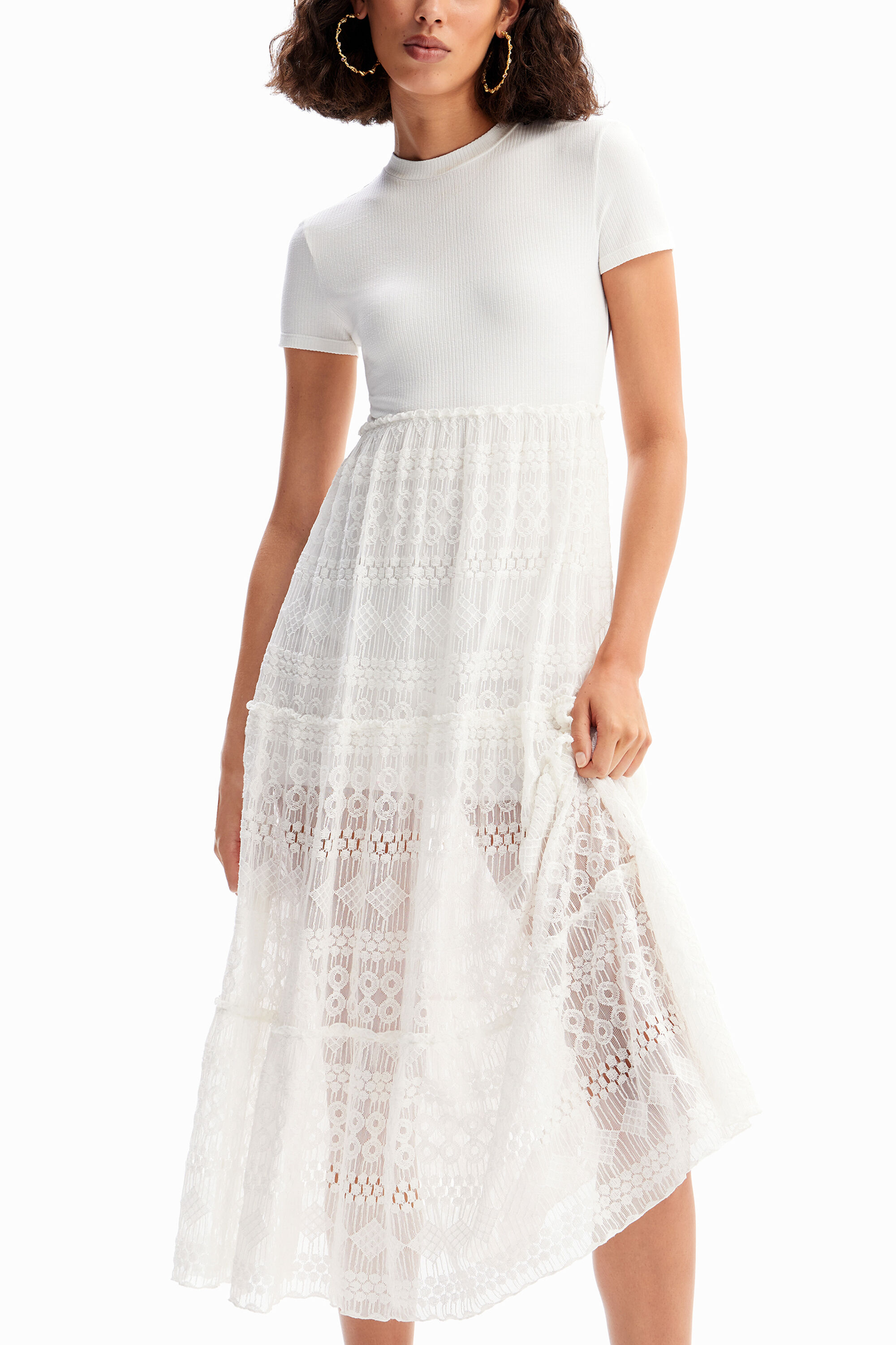 Vestido combinado midi tul
