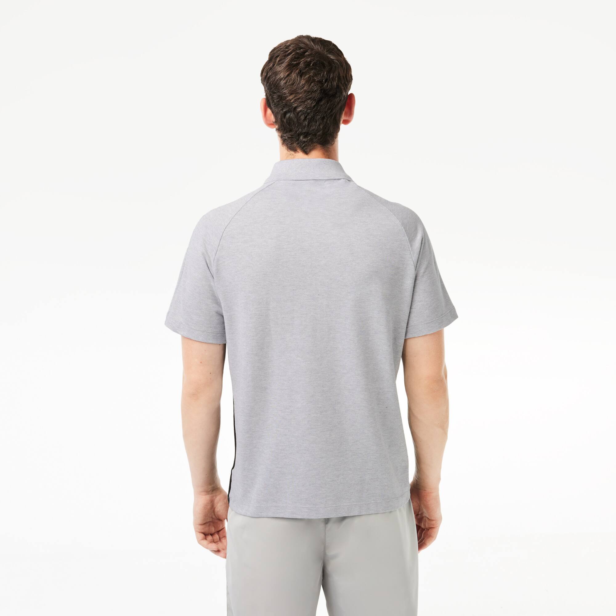 Herren LACOSTE Poloshirt aus Baumwoll-Mini-Piqué mit Colourblock Kurze Ärmel - Grau - Lacoste - Herren