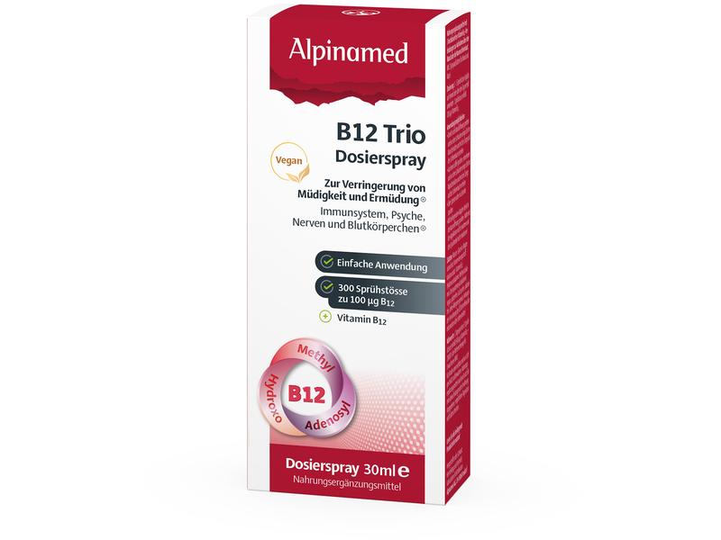 Alpinamed B12 Trio Dosierspray 30 ml Vegane Nahrungsergänzungsmittel mit 3 hochdiesierten Vitamin B12 - Verbindung