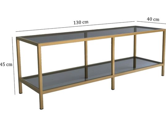 CONCEPT1 - Meuble TV basique gris foncé or 130 x 40 x h45 cm
