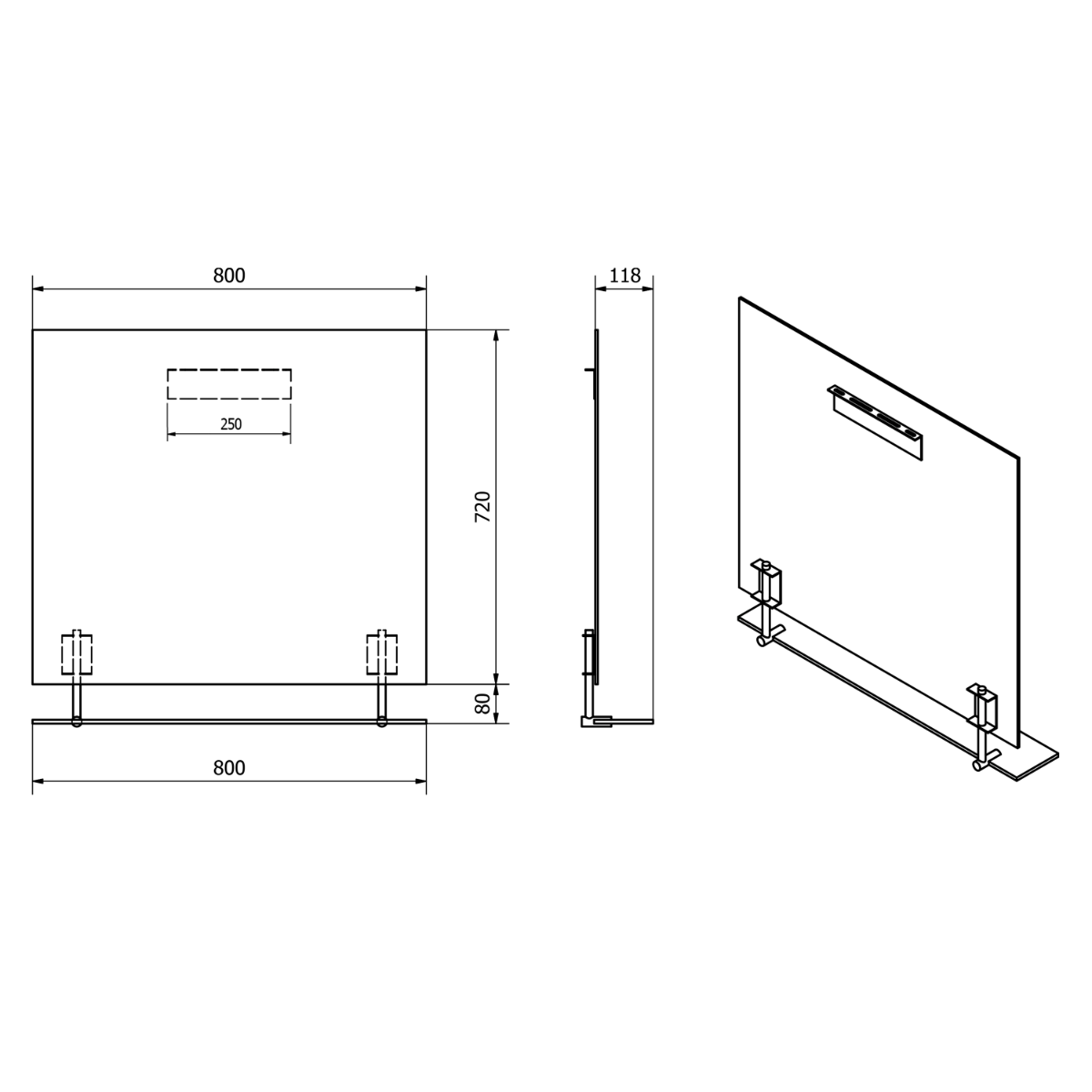 Sapho Wega spiegel rechthoekig met planchet 80x80cm zwart mat