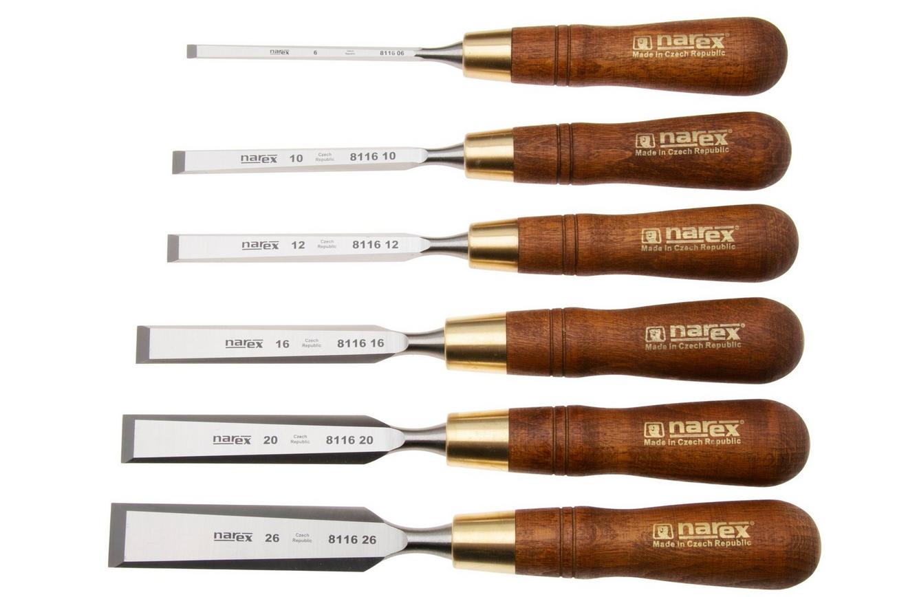 Narex Wood Line Plus Premium Bevel Edge Chisel Set 853200, beitelset 6-10-12-16-20-26 mm, 6-delig