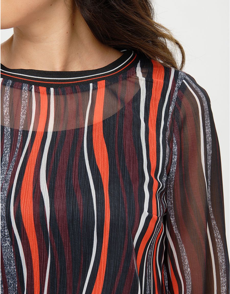 Blouse fluide rayée noire