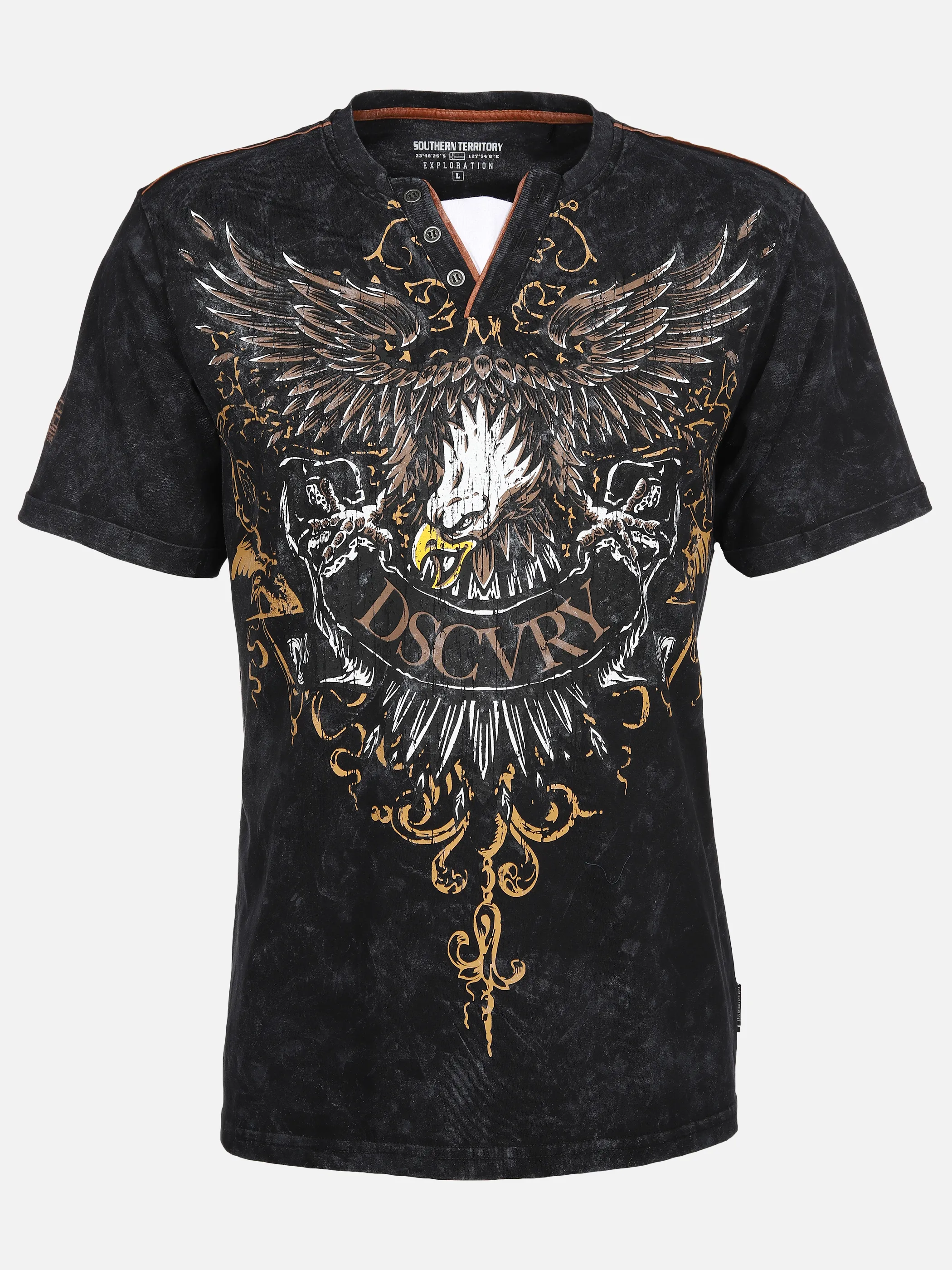 Herren Henleyshirt mit auffälligem Frontprint
