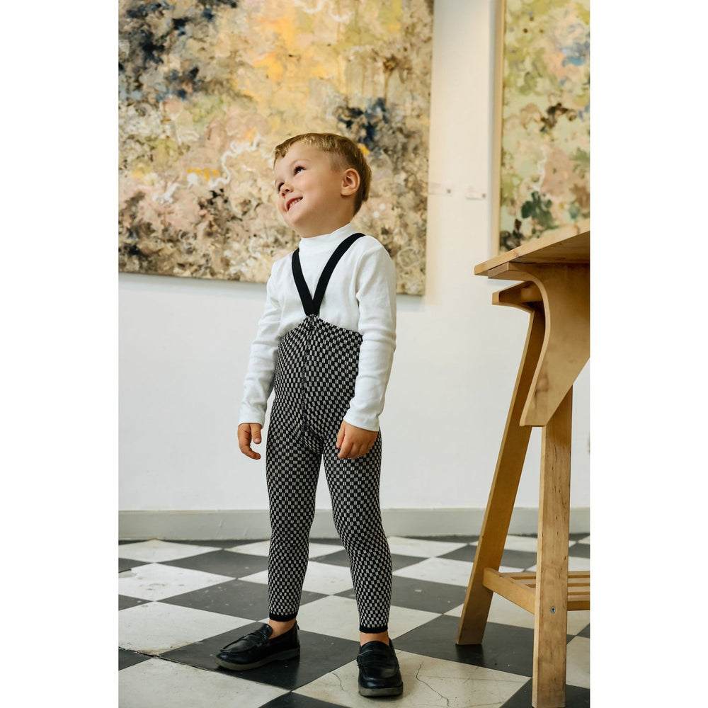 Køb Silly Silas Black X White Checked Special Footless Strømpebukser