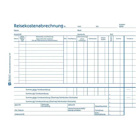 Avery Zweckform 740 Reisekostenabrechnung, für wöchentliche Abrechnung, A5 quer, mit Blaupapier, 50 Blatt