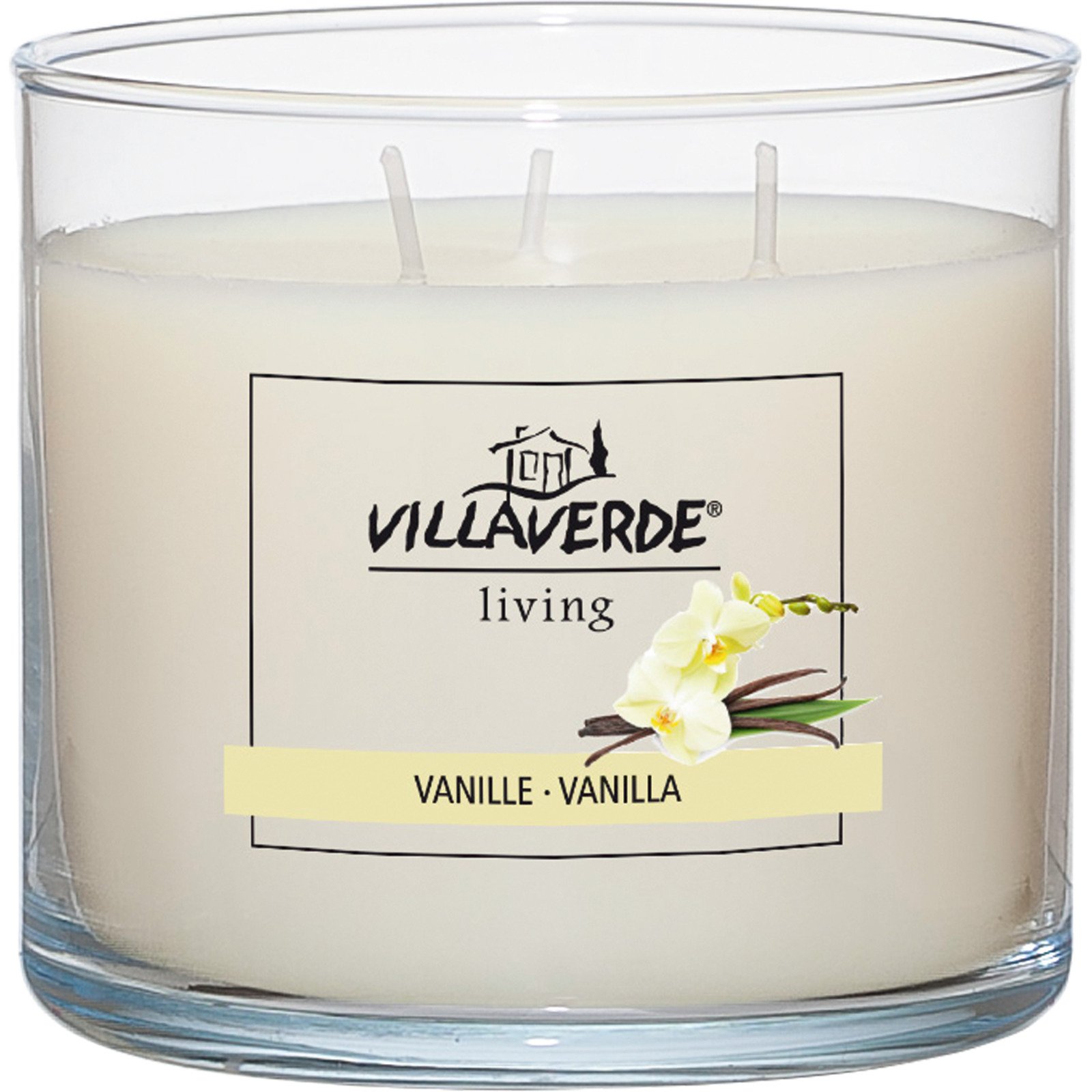Villa Verde Duftkerze im Glas 3-Docht Vanille