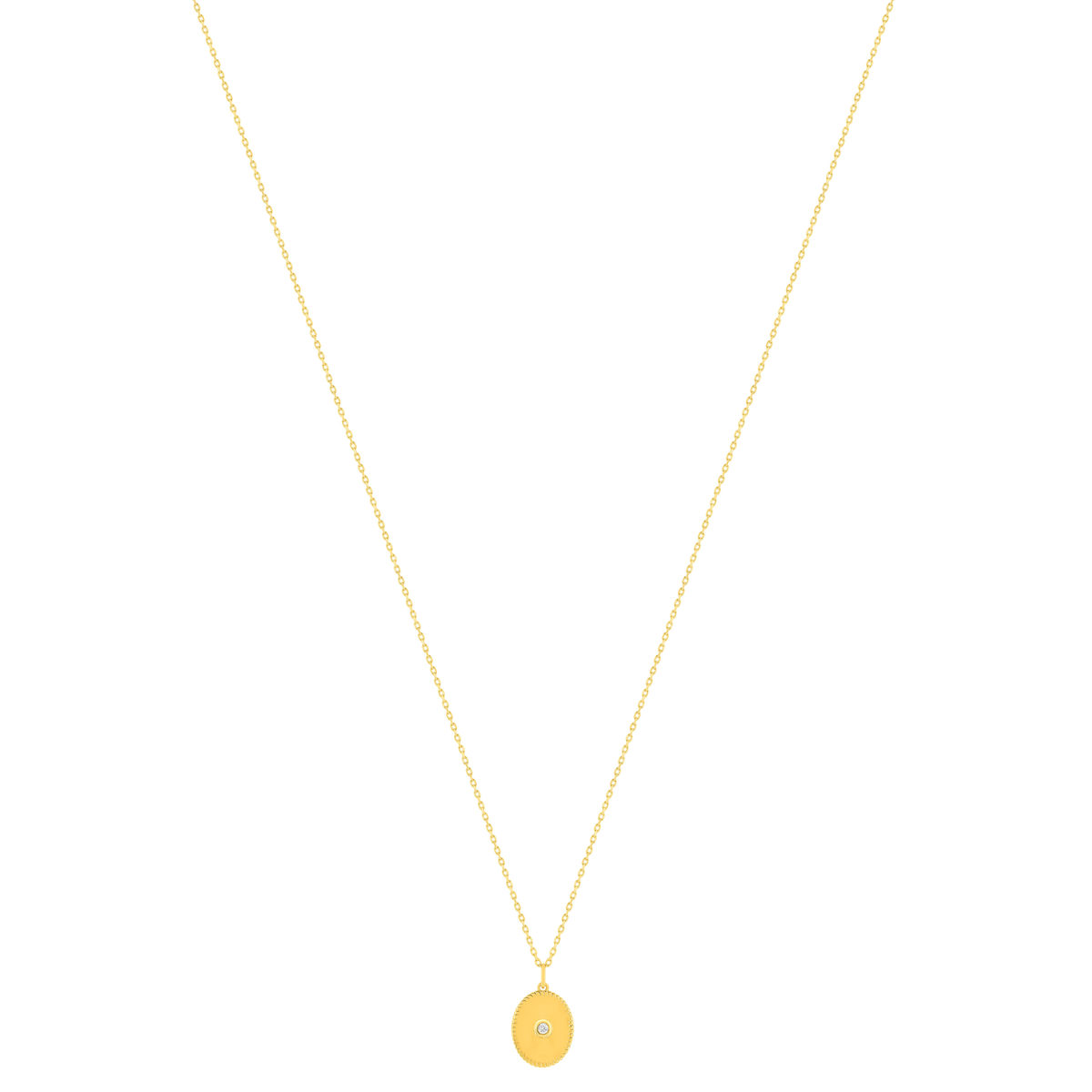 Collier plaqué or jaune médaille ovale zirconia 48 cm