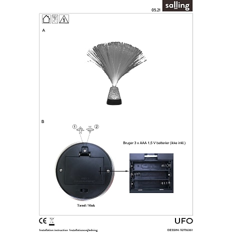 UFO fiberoptisk lampe - multifarvet
