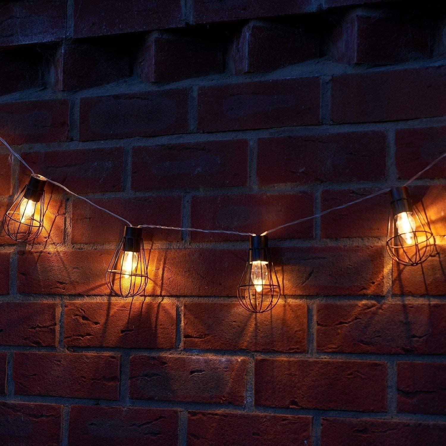 (3m) 10 LED's Deko Solar Lichterkette Vintage Glühbirnen Outdoor Beleuchtung IP50 - Warmweiss