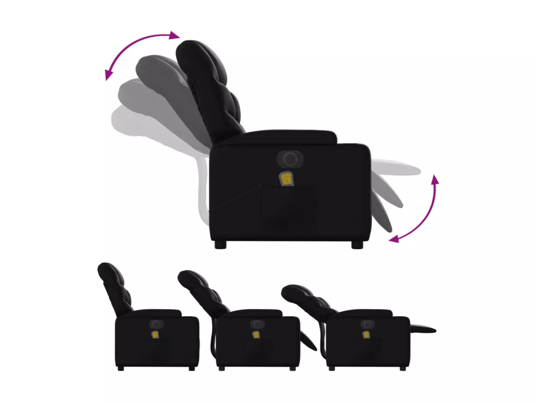 Fauteuil inclinable massant électrique noir similicuir