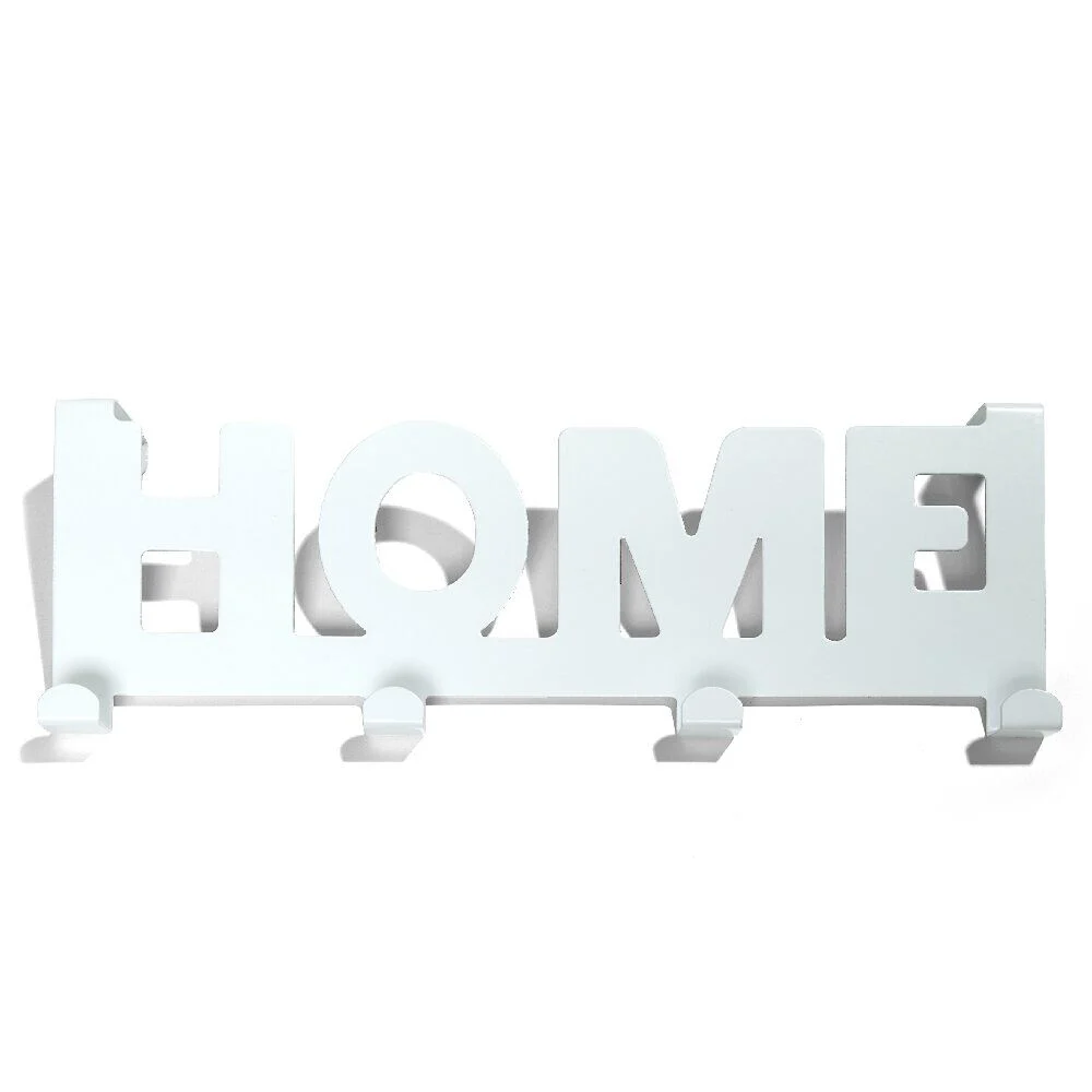 Crochet de porte HOME en métal blanc ou noir 36,5x16,5cm - 2 modèles