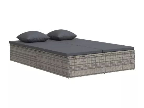 Transat convertible avec coussin Résine tressée Gris foncé