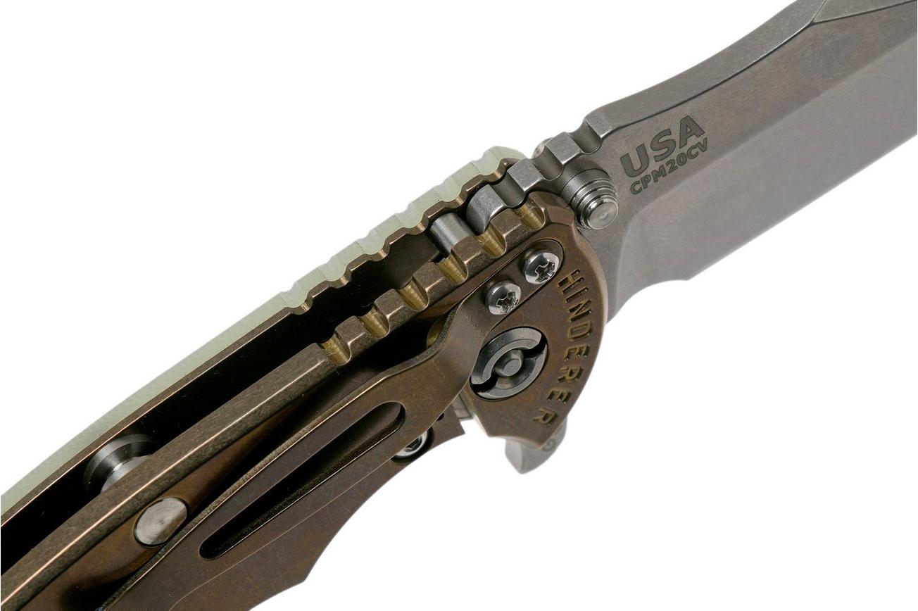 Rick Hinderer XM-18 3.5 Bowie 20CV Stonewash Bronze, Transparant G10 zakmes