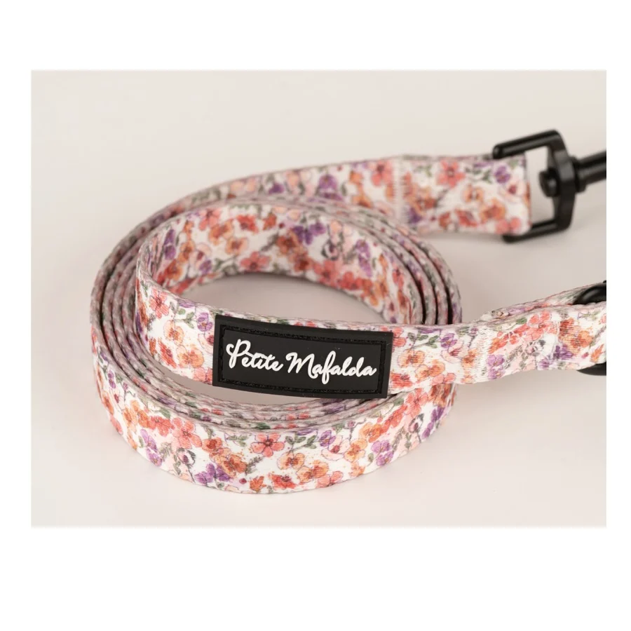 Guia para cães Petite Mafalda com estampa floral rosa