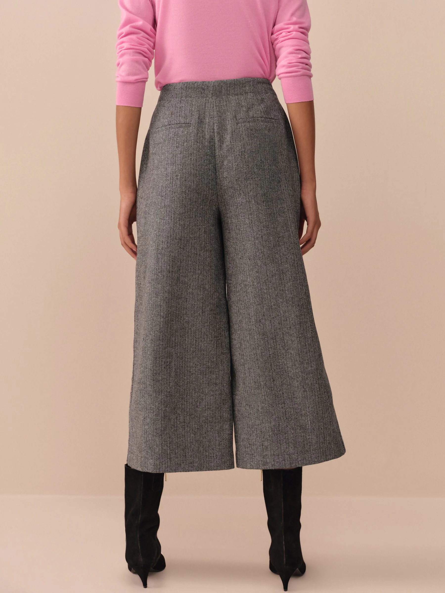 Grijs - N. Premium visgraat culottes met wol