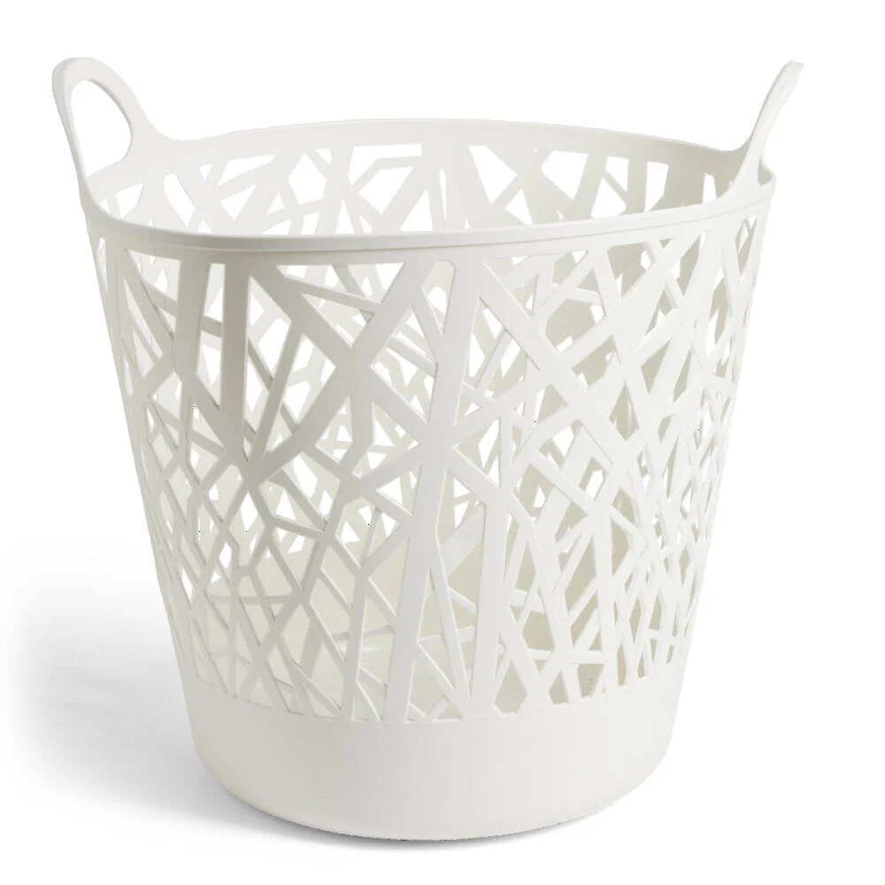 Panière à linge ronde plastique blanc 45L