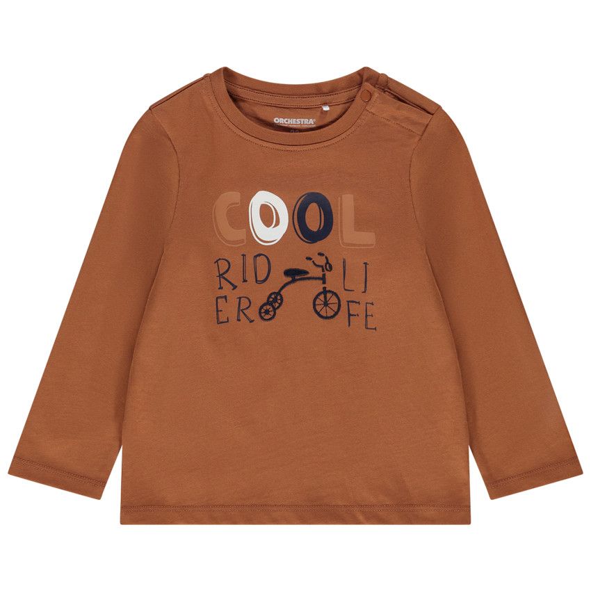 T-shirt manches longues print tricycle pour bébé garçon - Marron