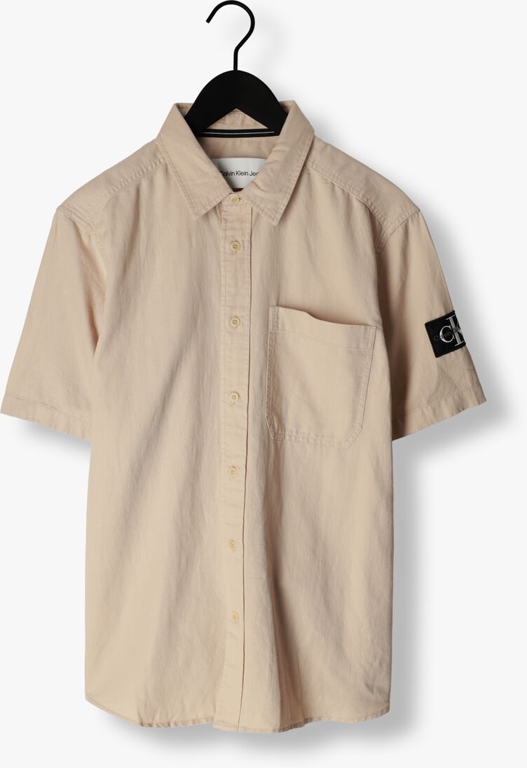 CALVIN KLEIN beige calvin klein casual overhemd linen ss shirt