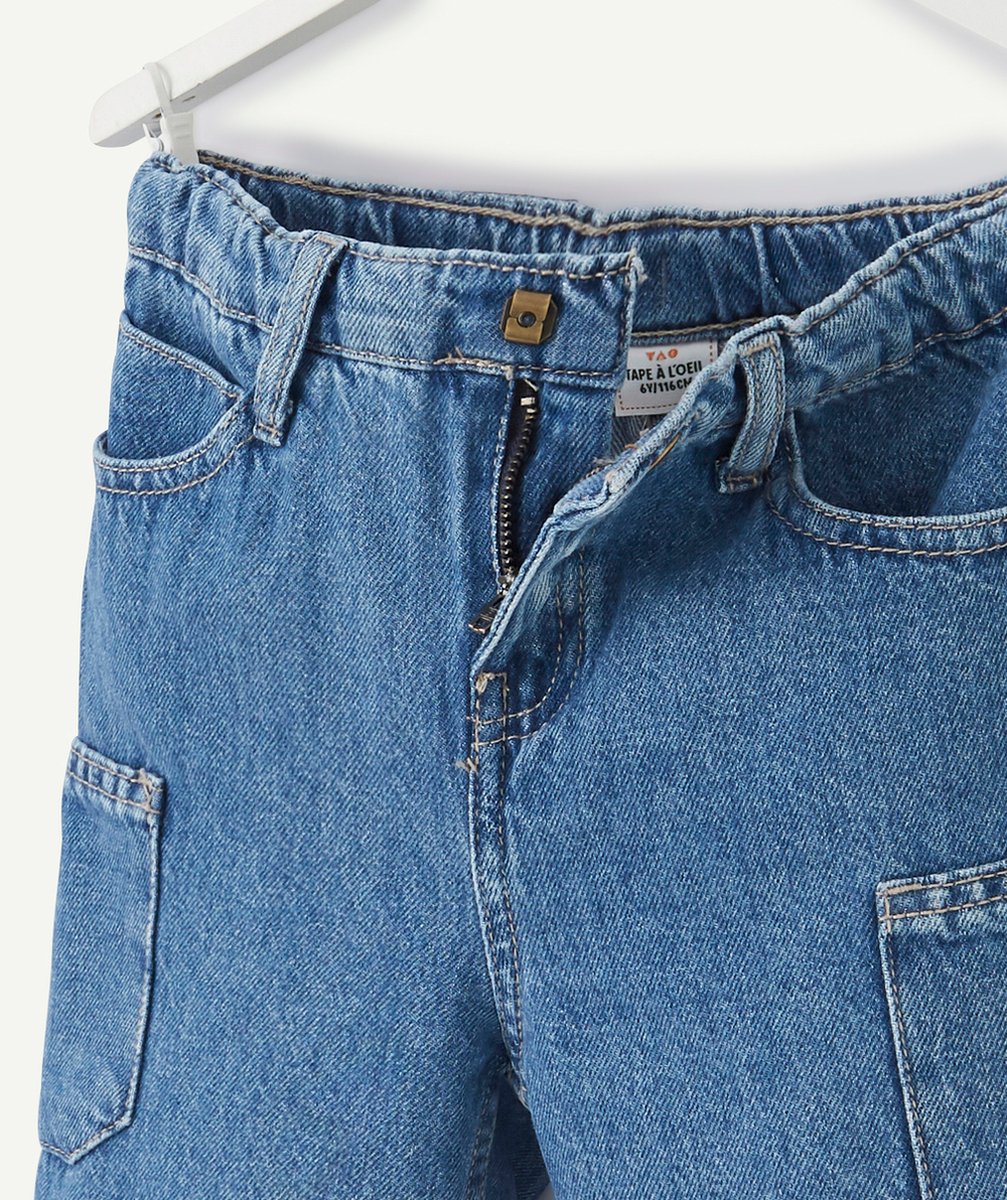 LE BERMUDA DROIT EN JEAN AUX POCHES CARGOS