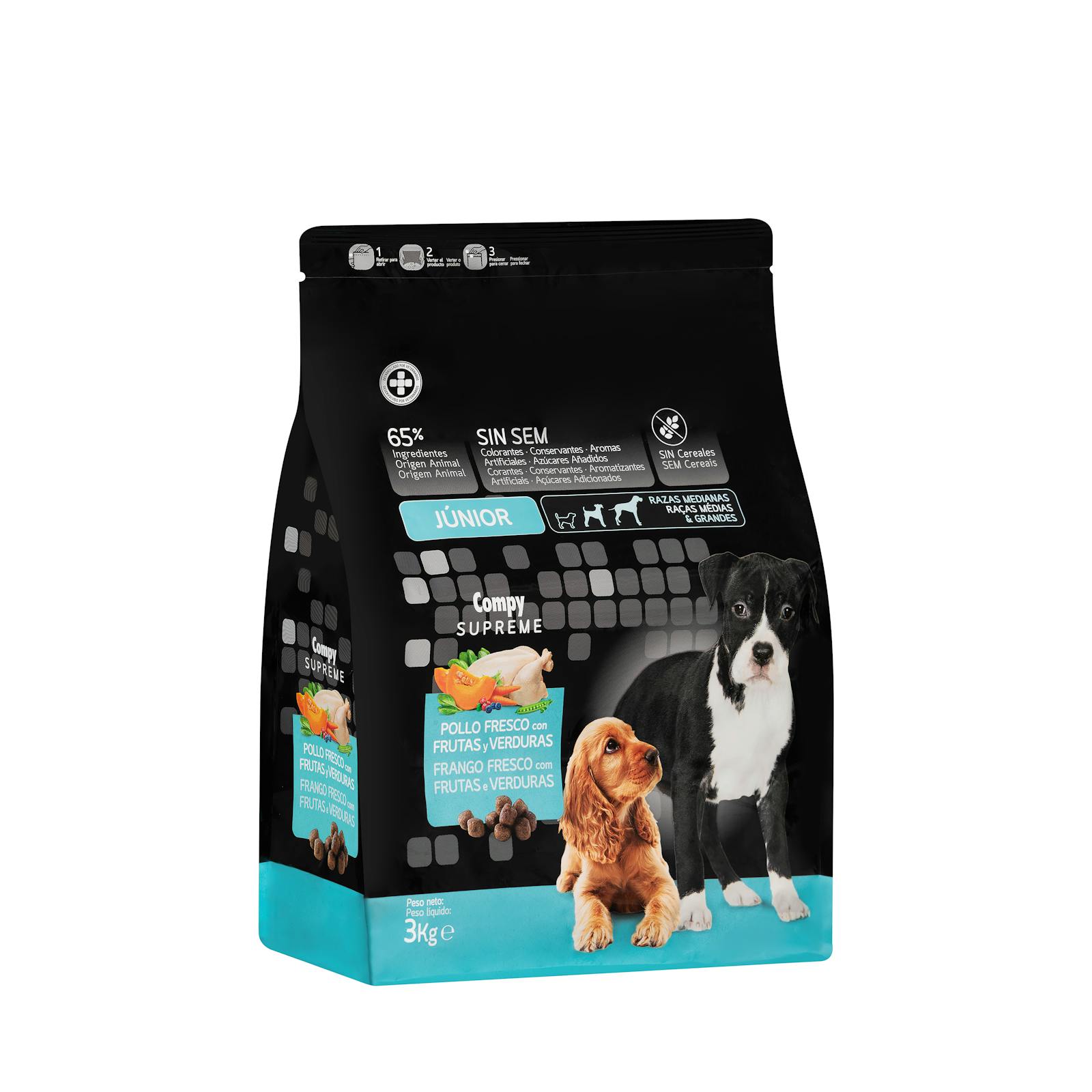 Nourriture pour chien Supreme Compy Junior : poulet frais avec fruits et légumes