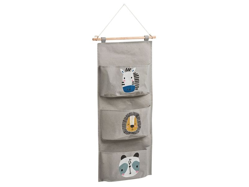 Zeller Present Hängematte 3 Fächer Animals 60 x 20 cm Tierischer Ordnungshelfer mit 3 Fächern