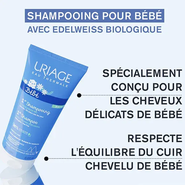 Shampoo desembaraçante extra suave Uriage Baby 1st 200ml