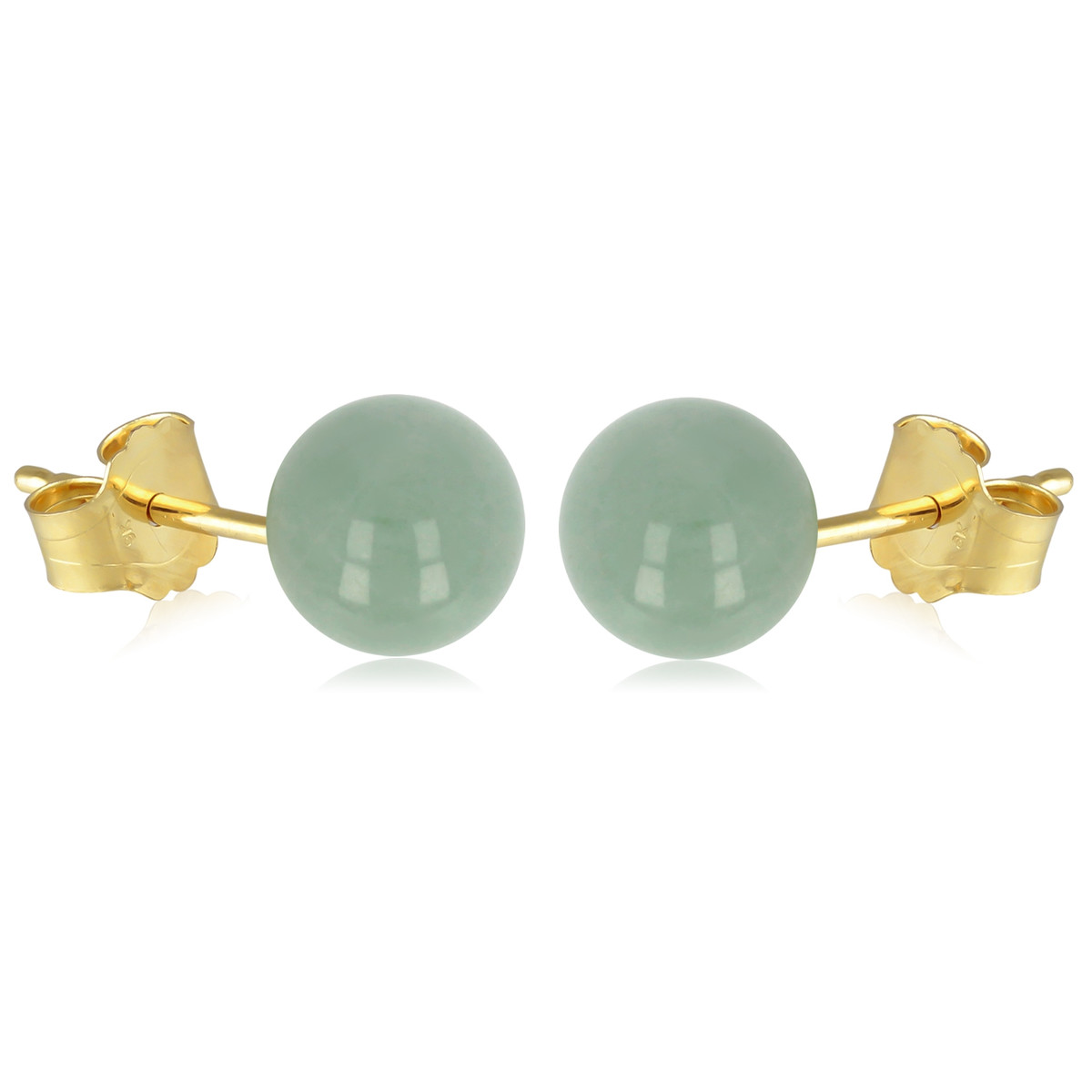 Boucles d'oreille plaqué or avec aventurine 8MM