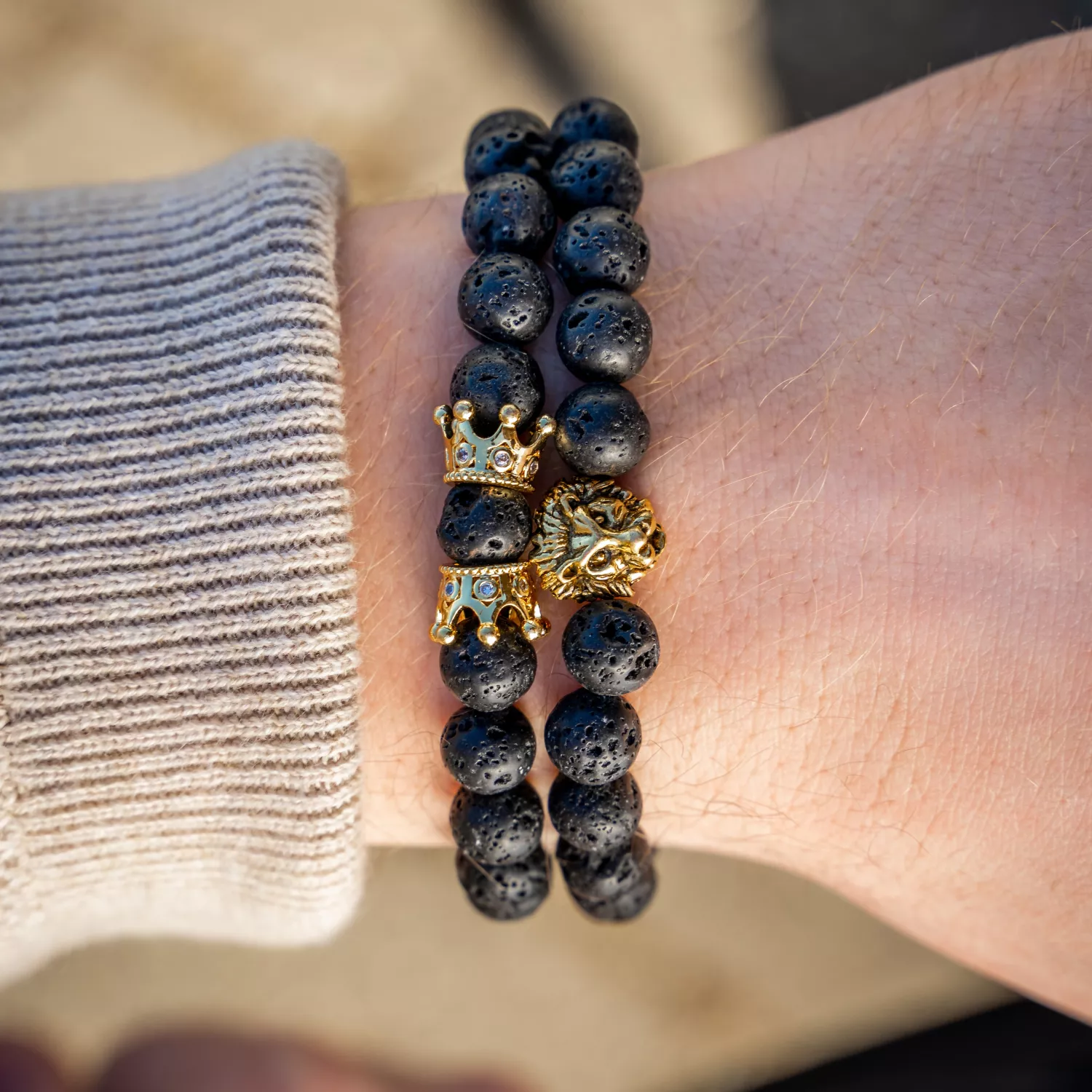 Auxere Lion Crown Double Row Armbånd Sten KXD0206