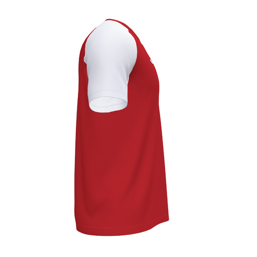 Camiseta Joma Academy IV de manga curta, vermelha e branca.